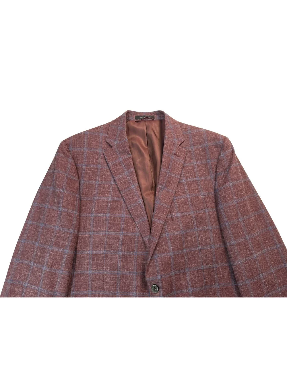 Lauren Ralph Lauren Vintage Burgundy Red Check Plaid Wool Silk Linen Blazer 44R